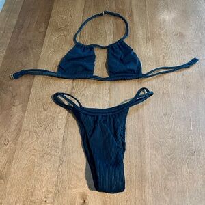 MONTCE Brazilian Black Ribbed Bikini Set